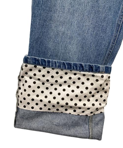 ronron（ロンロン）ronron (ロンロン) PATCH ROLL UP DENIM PANTS WHITE DOT インディゴ サイズ:Mの古着・服飾アイテム