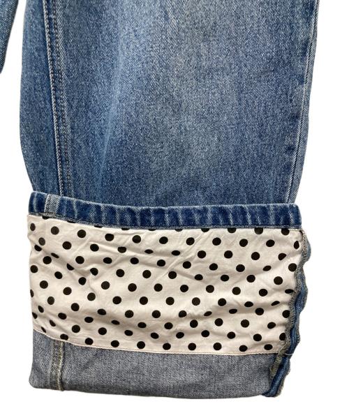 ronron（ロンロン）ronron (ロンロン) PATCH ROLL UP DENIM PANTS WHITE DOT インディゴ サイズ:Mの古着・服飾アイテム