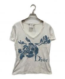 Christian Dior（クリスチャン ディオール）の古着「Vネック半袖Tシャツ デニムロゴT」｜ホワイト