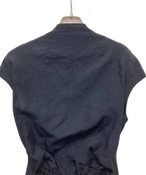 Mame Kurogouchi（マメクロゴウチ）Mame Kurogouchi (マメクロゴウチ) Viscose Hemp Sleeveless Jump Suit ネイビー サイズ:2の古着・服飾アイテム