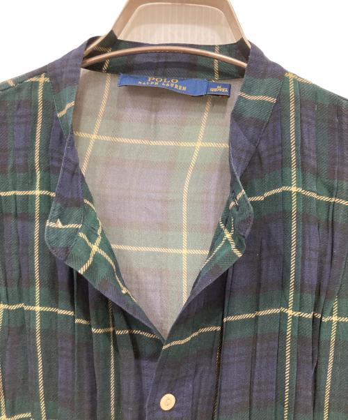 POLO RALPH LAUREN（ポロ・ラルフローレン）POLO RALPH LAUREN (ポロ・ラルフローレン) シルクシアーチェックシャツ グリーン×ネイビー サイズ:Mの古着・服飾アイテム