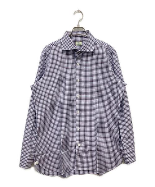 BORRELLI（ボレッリ）BORRELLI (ボレッリ) チェックシャツ ブルー×ブラウン サイズ:41/16の古着・服飾アイテム