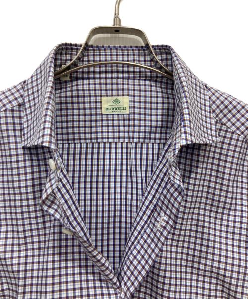 BORRELLI（ボレッリ）BORRELLI (ボレッリ) チェックシャツ ブルー×ブラウン サイズ:41/16の古着・服飾アイテム