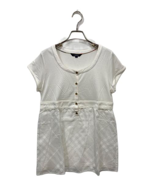 BURBERRY LONDON（バーバリーロンドン）BURBERRY LONDON (バーバリーロンドン) 半袖ペプラムカットソー ホワイト サイズ:2の古着・服飾アイテム