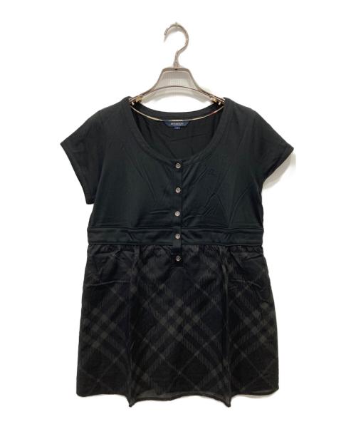 BURBERRY LONDON（バーバリーロンドン）BURBERRY LONDON (バーバリーロンドン) 半袖ペプラムカットソー ブラック サイズ:2の古着・服飾アイテム