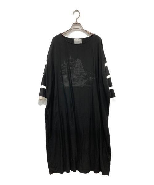 BEARDSLEY（ビアズリー）BEARDSLEY (ビアズリー) ボーダー切替ワンピース ブラック サイズ:FREEの古着・服飾アイテム