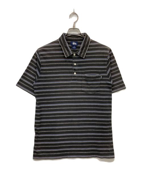 stussy（ステューシー）stussy (ステューシー) 90’sボーダーポロシャツ ブラック サイズ:Mの古着・服飾アイテム