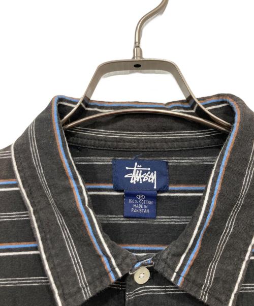 stussy（ステューシー）stussy (ステューシー) 90’sボーダーポロシャツ ブラック サイズ:Mの古着・服飾アイテム