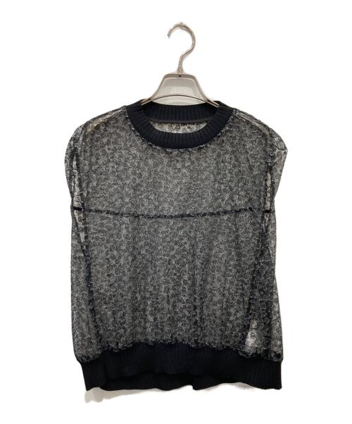 BALLSEY（ボールジィ）BALLSEY (ボールジィ) チュールエンブロイダリー バックギャザー ブラック サイズ:36の古着・服飾アイテム