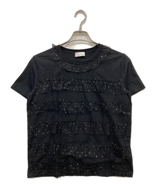 RED VALENTINO（レッドヴァレンティノ）RED VALENTINO (レッドヴァレンティノ) フリルカットソー ブラック サイズ:Mの古着・服飾アイテム