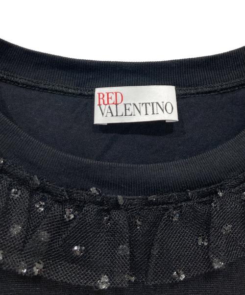 RED VALENTINO（レッドヴァレンティノ）RED VALENTINO (レッドヴァレンティノ) フリルカットソー ブラック サイズ:Mの古着・服飾アイテム