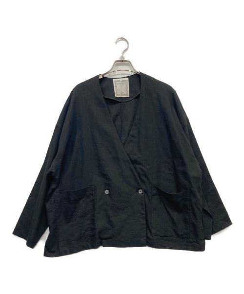 BEARDSLEY（ビアズリー）BEARDSLEY (ビアズリー) リネン混ダブルジャケット ブラック サイズ:FREEの古着・服飾アイテム