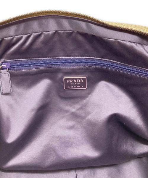 PRADA（プラダ）PRADA (プラダ) 切替ミニボストン ハンドバッグ ベージュ×パープルの古着・服飾アイテム