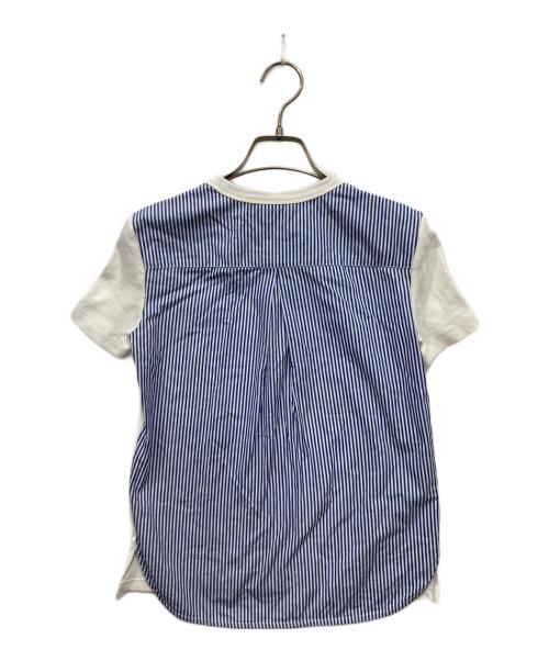 CELINE（セリーヌ）CELINE (セリーヌ) 切替半袖カットソー ホワイト×ブルー サイズ:XSの古着・服飾アイテム