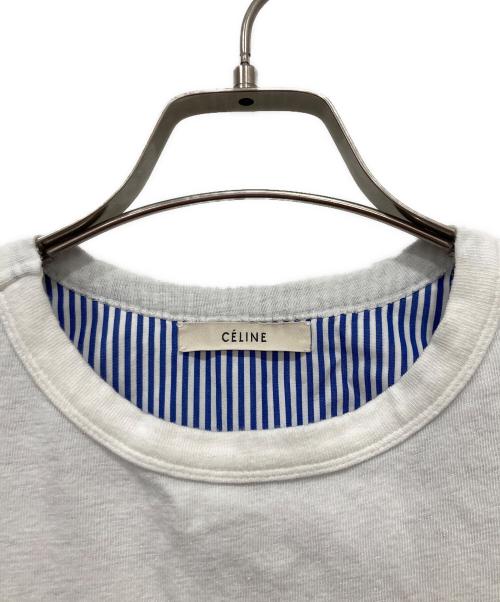 CELINE（セリーヌ）CELINE (セリーヌ) 切替半袖カットソー ホワイト×ブルー サイズ:XSの古着・服飾アイテム
