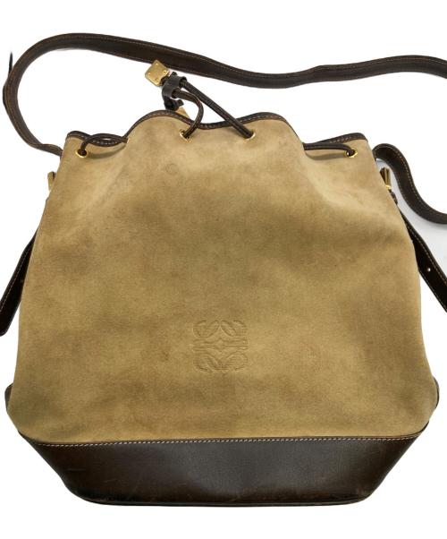 LOEWE（ロエベ）LOEWE (ロエベ) 巾着ショルダーバッグ ベージュ×ダークブラウンの古着・服飾アイテム