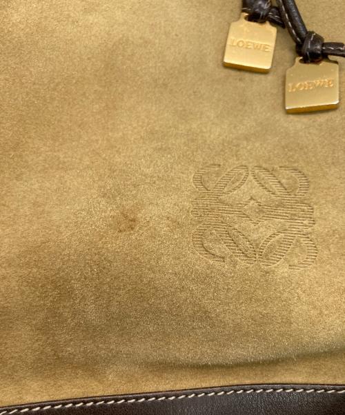 LOEWE（ロエベ）LOEWE (ロエベ) 巾着ショルダーバッグ ベージュ×ダークブラウンの古着・服飾アイテム