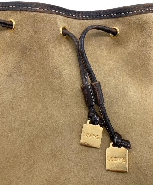 LOEWE（ロエベ）LOEWE (ロエベ) 巾着ショルダーバッグ ベージュ×ダークブラウンの古着・服飾アイテム