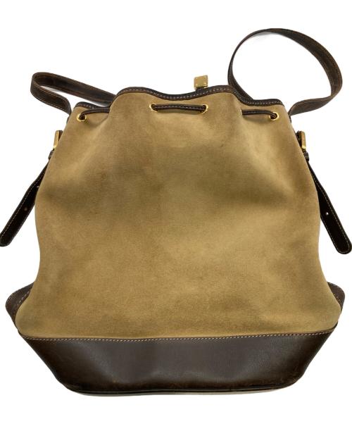 LOEWE（ロエベ）LOEWE (ロエベ) 巾着ショルダーバッグ ベージュ×ダークブラウンの古着・服飾アイテム