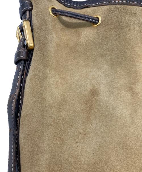 LOEWE（ロエベ）LOEWE (ロエベ) 巾着ショルダーバッグ ベージュ×ダークブラウンの古着・服飾アイテム