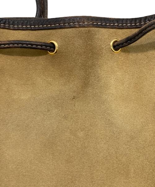 LOEWE（ロエベ）LOEWE (ロエベ) 巾着ショルダーバッグ ベージュ×ダークブラウンの古着・服飾アイテム