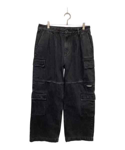 EVISU（エヴィス）EVISU (エヴィス) ツートーンダメージ加工オーバーサイズカーゴパンツ ブラック サイズ:Mの古着・服飾アイテム