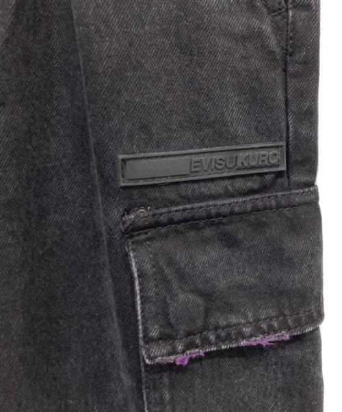 EVISU（エヴィス）EVISU (エヴィス) ツートーンダメージ加工オーバーサイズカーゴパンツ ブラック サイズ:Mの古着・服飾アイテム