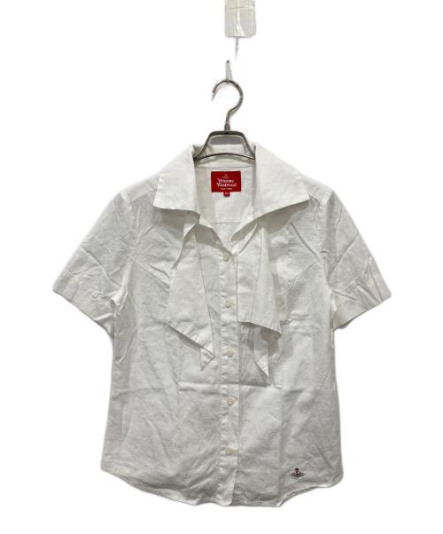 Vivienne Westwood（ヴィヴィアンウエストウッド）Vivienne Westwood (ヴィヴィアンウエストウッド) オーブ総柄リボンシャツ ホワイト サイズ:3の古着・服飾アイテム