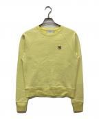 maison kitsuneメゾンキツネ）の古着「フォックスヘッドパッチ ラグランスウェット」｜イエロー