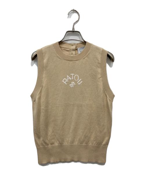 patou（パトゥ）patou (パトゥ) コットン ノースリーブ ニットトップス ベージュ サイズ:Sの古着・服飾アイテム
