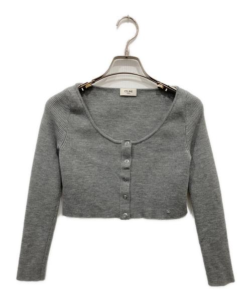 CELINE（セリーヌ）CELINE (セリーヌ) クロップドリブ ショート ニット グレー サイズ:XSの古着・服飾アイテム