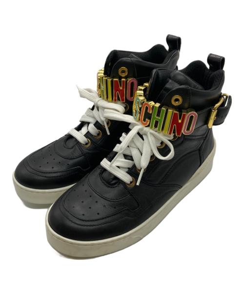 MOSCHINO（モスキーノ）MOSCHINO (モスキーノ) ロゴチェーンハイカットスニーカー ブラック サイズ:38の古着・服飾アイテム