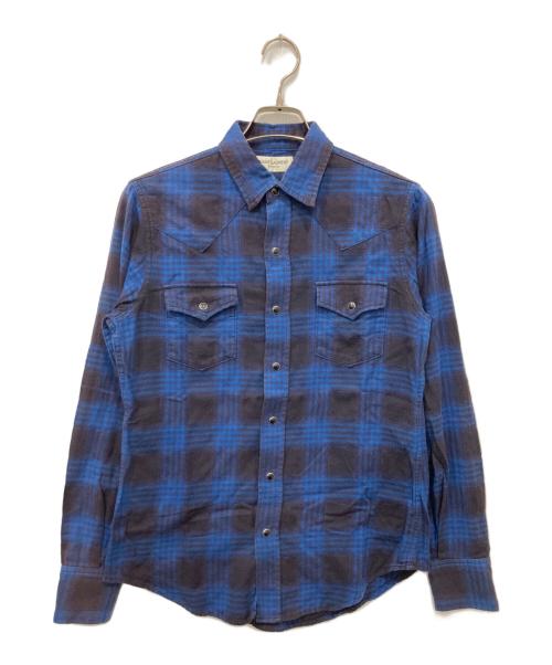 Saint Laurent Paris（サンローランパリ）Saint Laurent Paris (サンローランパリ) チェックシャツ ブルー サイズ:XSの古着・服飾アイテム