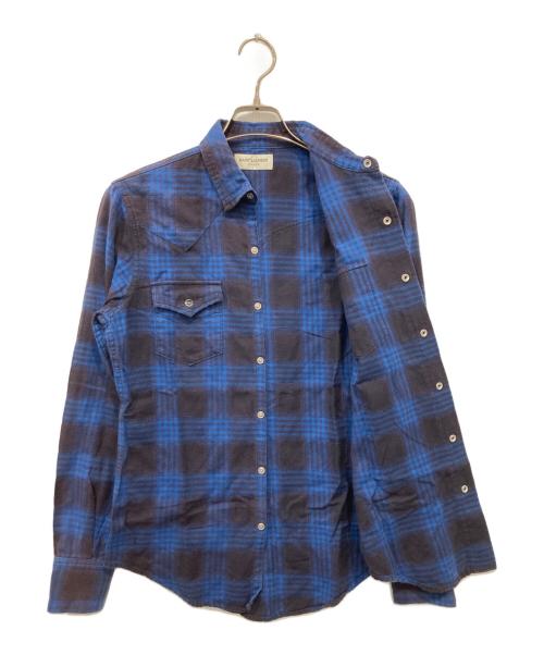 Saint Laurent Paris（サンローランパリ）Saint Laurent Paris (サンローランパリ) チェックシャツ ブルー サイズ:XSの古着・服飾アイテム