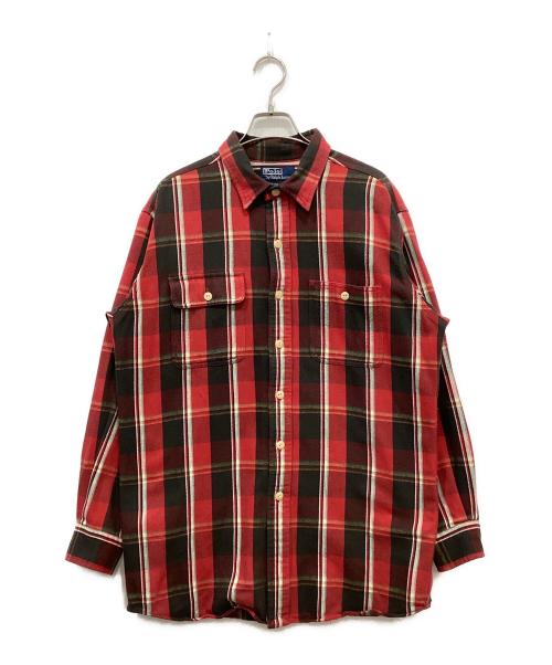 POLO RALPH LAUREN（ポロ・ラルフローレン）POLO RALPH LAUREN (ポロ・ラルフローレン) DUNGAREE WORKSHIRT レッド サイズ:Lの古着・服飾アイテム