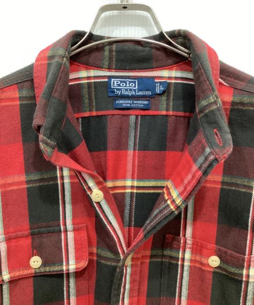 POLO RALPH LAUREN（ポロ・ラルフローレン）POLO RALPH LAUREN (ポロ・ラルフローレン) DUNGAREE WORKSHIRT レッド サイズ:Lの古着・服飾アイテム