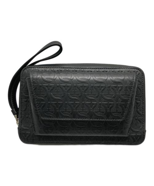 Salvatore Ferragamo（サルヴァトーレ フェラガモ）Salvatore Ferragamo (サルヴァトーレ フェラガモ) トラベル エンボス トラベルポーチ ブラックの古着・服飾アイテム