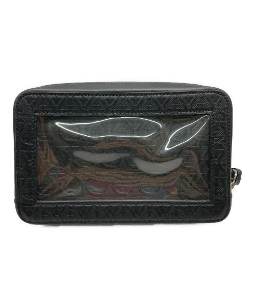 Salvatore Ferragamo（サルヴァトーレ フェラガモ）Salvatore Ferragamo (サルヴァトーレ フェラガモ) トラベル エンボス トラベルポーチ ブラックの古着・服飾アイテム