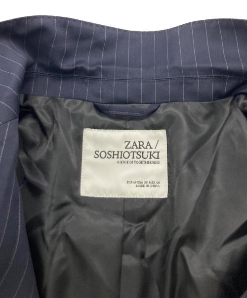 ZARA（ザラ）ZARA (ザラ) SOSHIOTSUKI (ソウシ オオツキ) ピンストライプ柄スーツブレザー ネイビー サイズ:48の古着・服飾アイテム