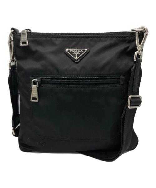 PRADA（プラダ）PRADA (プラダ) ナイロンショルダーバッグ ブラックの古着・服飾アイテム