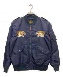 HOUSTON（ヒューストン）の古着「CUSTOM L-2 EMB JACKET」｜ネイビー