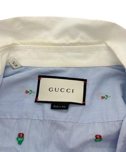 GUCCI（グッチ）GUCCI (グッチ) クレリックシャツ ブルー サイズ:41/16の古着・服飾アイテム