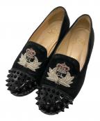 Christian Louboutinクリスチャン・ルブタン）の古着「スタッズスエードローファー」｜ブラック