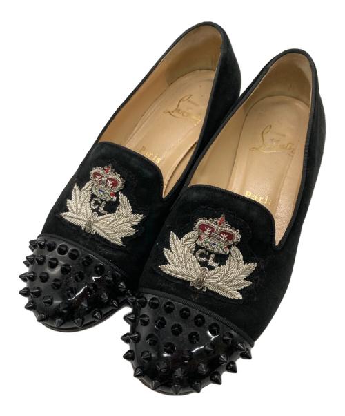 Christian Louboutin（クリスチャン・ルブタン）Christian Louboutin (クリスチャン・ルブタン) スタッズスエードローファー ブラック サイズ:36の古着・服飾アイテム