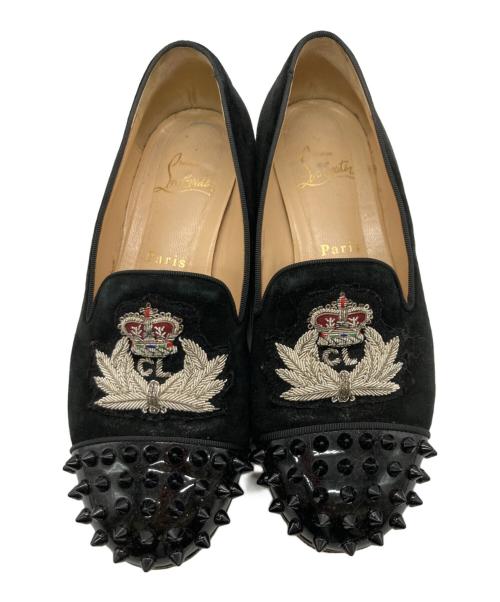Christian Louboutin（クリスチャン・ルブタン）Christian Louboutin (クリスチャン・ルブタン) スタッズスエードローファー ブラック サイズ:36の古着・服飾アイテム