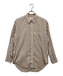 IM ISSEY MIYAKE（アイエムイッセイミヤケ）の古着「ストライプシャツ」｜ホワイト×ブラウン