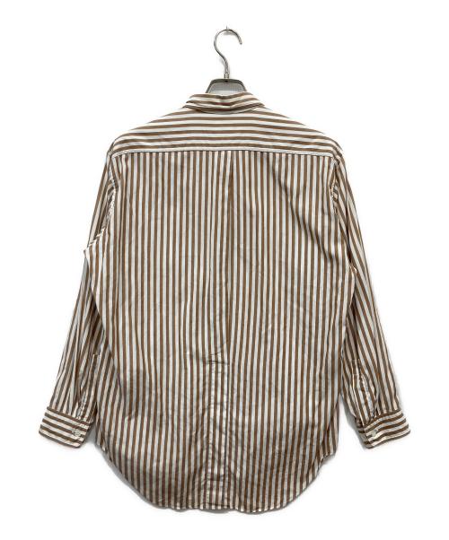 IM ISSEY MIYAKE（アイエムイッセイミヤケ）IM ISSEY MIYAKE (アイエムイッセイミヤケ) ストライプシャツ ホワイト×ブラウン サイズ:Mの古着・服飾アイテム