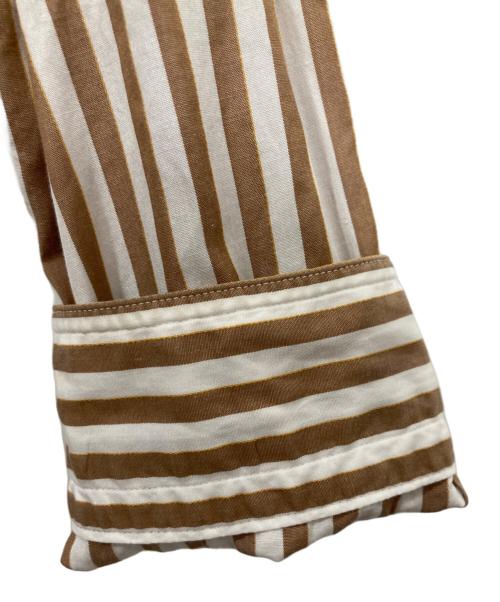 IM ISSEY MIYAKE（アイエムイッセイミヤケ）IM ISSEY MIYAKE (アイエムイッセイミヤケ) ストライプシャツ ホワイト×ブラウン サイズ:Mの古着・服飾アイテム