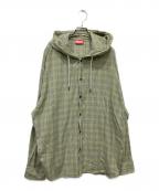 DIESELディーゼル）の古着「ドローストリング フーデッド チェック長袖シャツ」｜グリーン