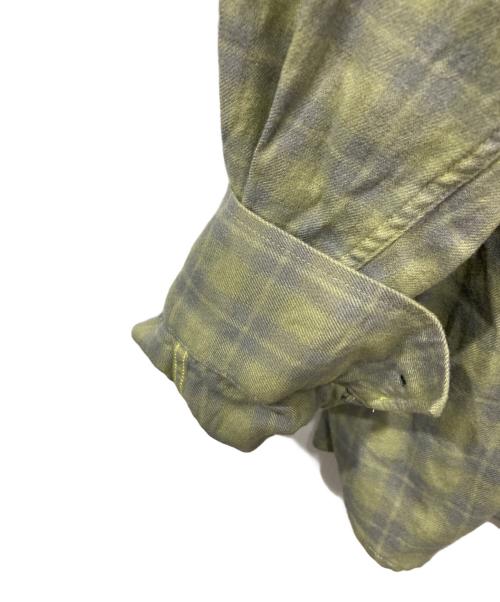 DIESEL（ディーゼル）DIESEL (ディーゼル) ドローストリング フーデッド チェック長袖シャツ グリーン サイズ:44の古着・服飾アイテム